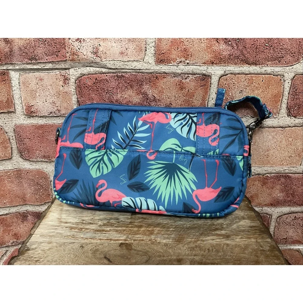Lug‎ Blue w/Pink Flamingos Coupe Convertible Crossbody New with tags